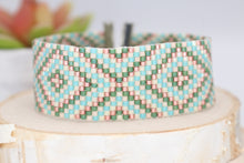 Load image into Gallery viewer, Southwest Boho Cuff Style Bracelet, Tribal Seed Bead Jewelry, Hippie Beaded Adjustable Bracelet, Gift for Her