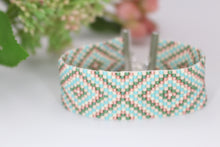 Load image into Gallery viewer, Southwest Boho Cuff Style Bracelet, Tribal Seed Bead Jewelry, Hippie Beaded Adjustable Bracelet, Gift for Her