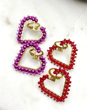 Load image into Gallery viewer, Open Heart Beaded Earrings