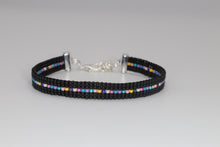Load image into Gallery viewer, Dainty Black Rainbow Seed Bead Bracelet