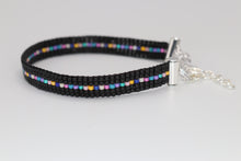 Load image into Gallery viewer, Dainty Black Rainbow Seed Bead Bracelet