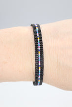 Load image into Gallery viewer, Dainty Black Rainbow Seed Bead Bracelet