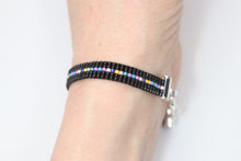 Load image into Gallery viewer, Dainty Black Rainbow Seed Bead Bracelet