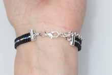 Load image into Gallery viewer, Dainty Black Rainbow Seed Bead Bracelet