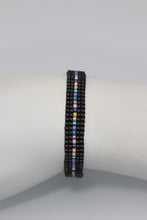 Load image into Gallery viewer, Dainty Black Rainbow Seed Bead Bracelet