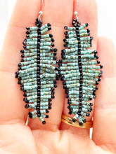 Load image into Gallery viewer, Turquoise Seed Bead Feather Earrings