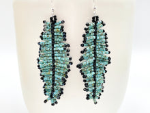 Load image into Gallery viewer, Turquoise Seed Bead Feather Earrings