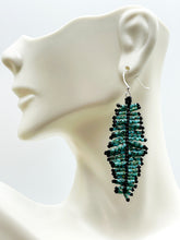 Load image into Gallery viewer, Turquoise Seed Bead Feather Earrings