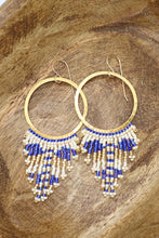 Load image into Gallery viewer, Blue Blaze Seed Bead Earrings