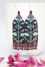 Load image into Gallery viewer, Medium Moody Floral Seed Bead Statement Earrings
