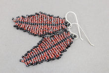 Load image into Gallery viewer, Red Seed Bead Feather Earrings