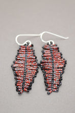 Load image into Gallery viewer, Red Seed Bead Feather Earrings