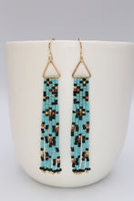 Load image into Gallery viewer, Turquoise Leopard Print Fringe Statement Earrings