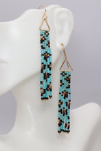 Load image into Gallery viewer, Turquoise Leopard Print Fringe Statement Earrings