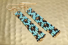Load image into Gallery viewer, Turquoise Leopard Print Fringe Statement Earrings