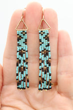 Load image into Gallery viewer, Turquoise Leopard Print Fringe Statement Earrings