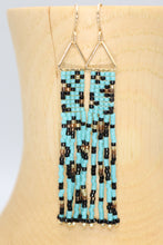 Load image into Gallery viewer, Turquoise Leopard Print Fringe Statement Earrings