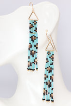 Load image into Gallery viewer, Turquoise Leopard Print Fringe Statement Earrings