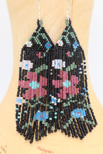 Load image into Gallery viewer, Long Beaded Flower Earrings