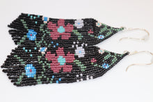 Load image into Gallery viewer, Long Beaded Flower Earrings