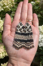 Load image into Gallery viewer, Long Leopard Print Seed Bead Fringe Earrings