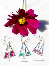 Load image into Gallery viewer, Casey Amazonite Gemstone Minimalist Geometric Earrings