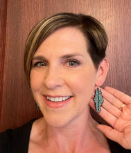 Load image into Gallery viewer, Turquoise Seed Bead Feather Earrings