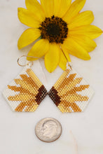 Load image into Gallery viewer, Seed Bead Sunflower Earrings