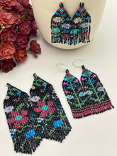 Load image into Gallery viewer, Long Beaded Flower Earrings