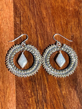 Load image into Gallery viewer, Amanda Pearl and Silver Beaded Hoop Earrings