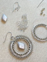 Load image into Gallery viewer, Amanda Pearl and Silver Beaded Hoop Earrings
