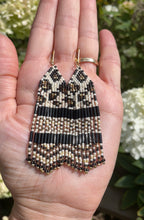 Load image into Gallery viewer, Long Leopard Print Seed Bead Fringe Earrings