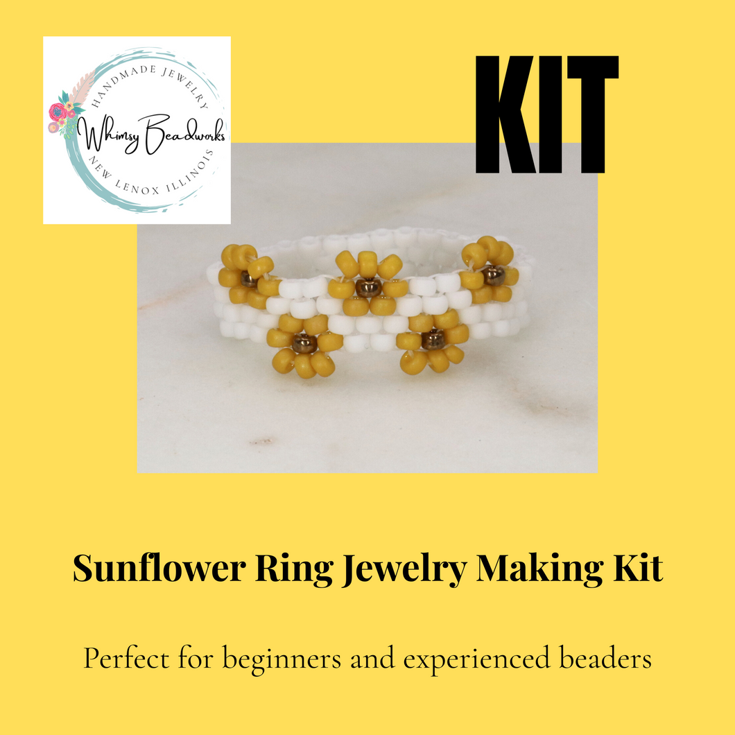 DIY Sunflower Ring Kit – Beaded Jewelry Making Kit with Pattern & Tutorial