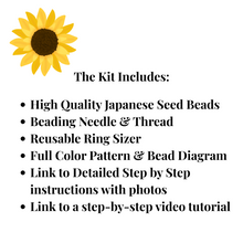 Load image into Gallery viewer, DIY Sunflower Ring Kit – Beaded Jewelry Making Kit with Pattern &amp; Tutorial
