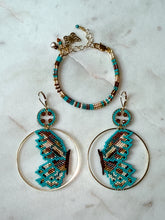 Load image into Gallery viewer, Handmade Butterfly Hoop Earrings with Hessonite Garnet | Beaded Statement Earrings
