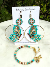 Load image into Gallery viewer, Handmade Butterfly Hoop Earrings with Hessonite Garnet | Beaded Statement Earrings
