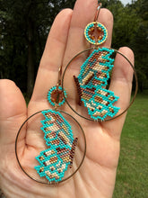 Load image into Gallery viewer, Handmade Butterfly Hoop Earrings with Hessonite Garnet | Beaded Statement Earrings
