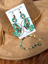 Load image into Gallery viewer, Handmade Butterfly Hoop Earrings with Hessonite Garnet | Beaded Statement Earrings
