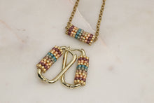 Load image into Gallery viewer, Gilded Twilight Striped Beaded Hoop Earrings | The Twilight Bloom Collection
