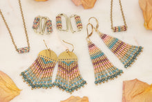 Load image into Gallery viewer, Gilded Twilight Striped Beaded Hoop Earrings | The Twilight Bloom Collection
