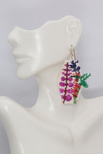 Load image into Gallery viewer, Ruby Throated Hummingbird &amp; Wildflower Beaded Earrings
