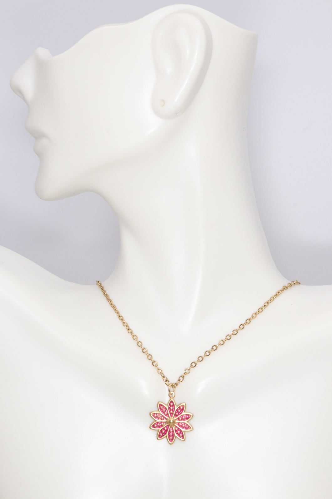 Hand Painted Flower Pendant Necklace