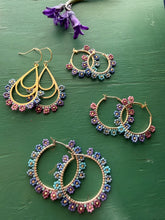 Load image into Gallery viewer, Ombre Seed Bead Floral Hoop Earrings
