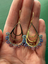 Load image into Gallery viewer, Ombre Seed Bead Floral Hoop Earrings
