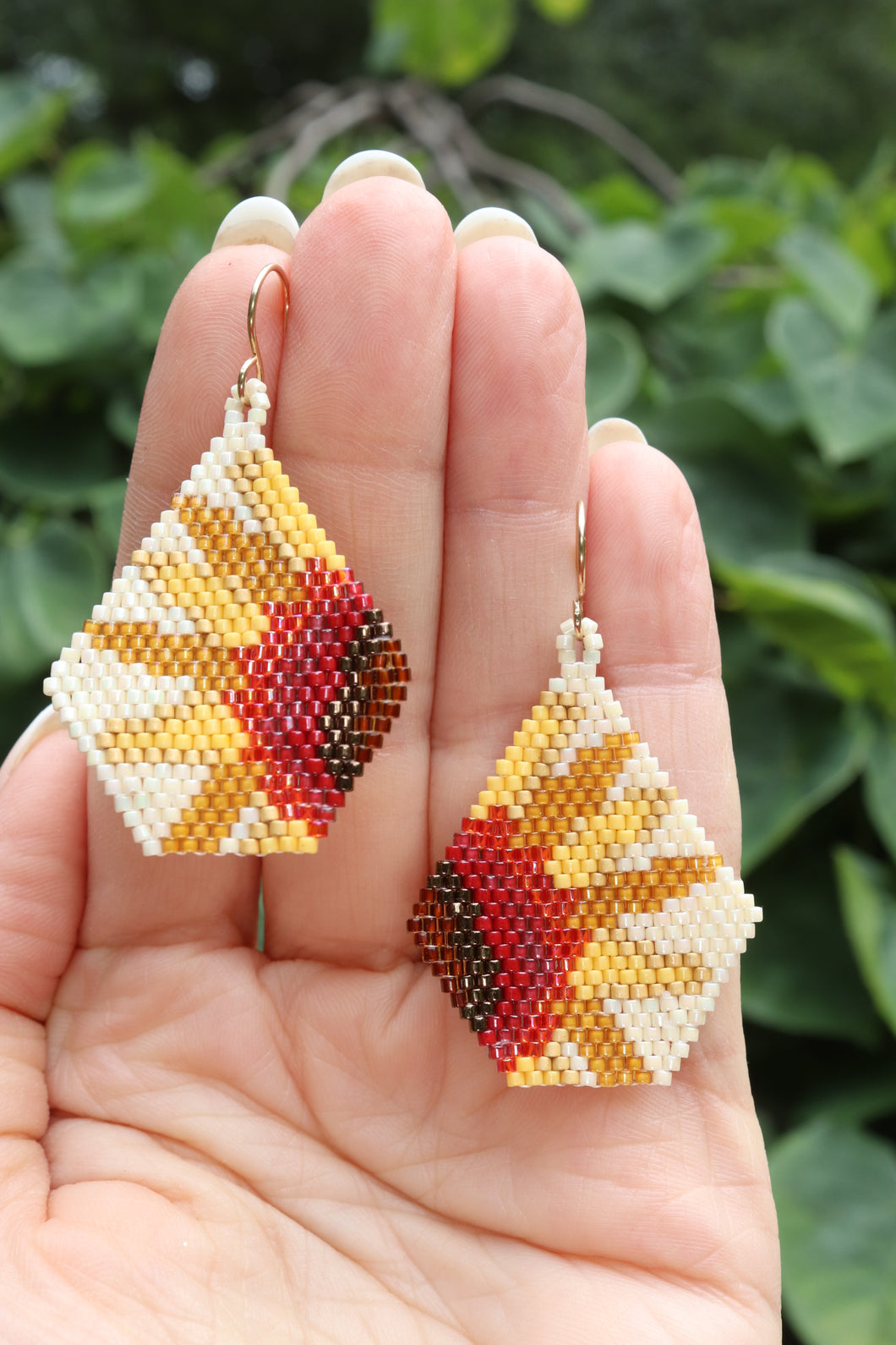 Red & Yellow Sunflower Earrings