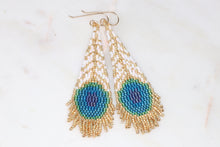 Load image into Gallery viewer, Peacock Feather Fringe Earrings
