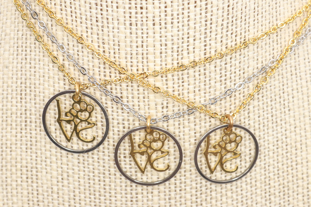 Love Paw Print Necklace
