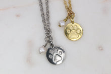 Load image into Gallery viewer, Freshwater Pearl Paw Print Necklace
