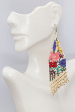 Load image into Gallery viewer, Flower Garden Seed Bead Fringe Earrings
