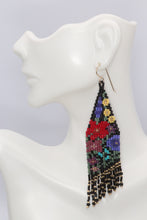 Load image into Gallery viewer, Flower Garden Seed Bead Fringe Earrings
